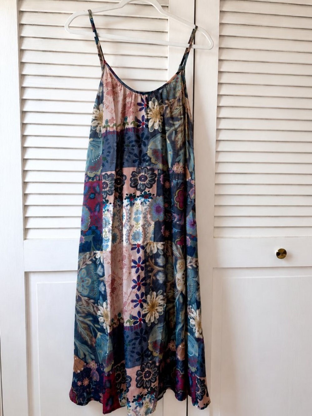 NWT Natural Life Patchwork Floral Cami Slip Dress Medium Boho Festival Midi Maxi - Picture 2 of 7